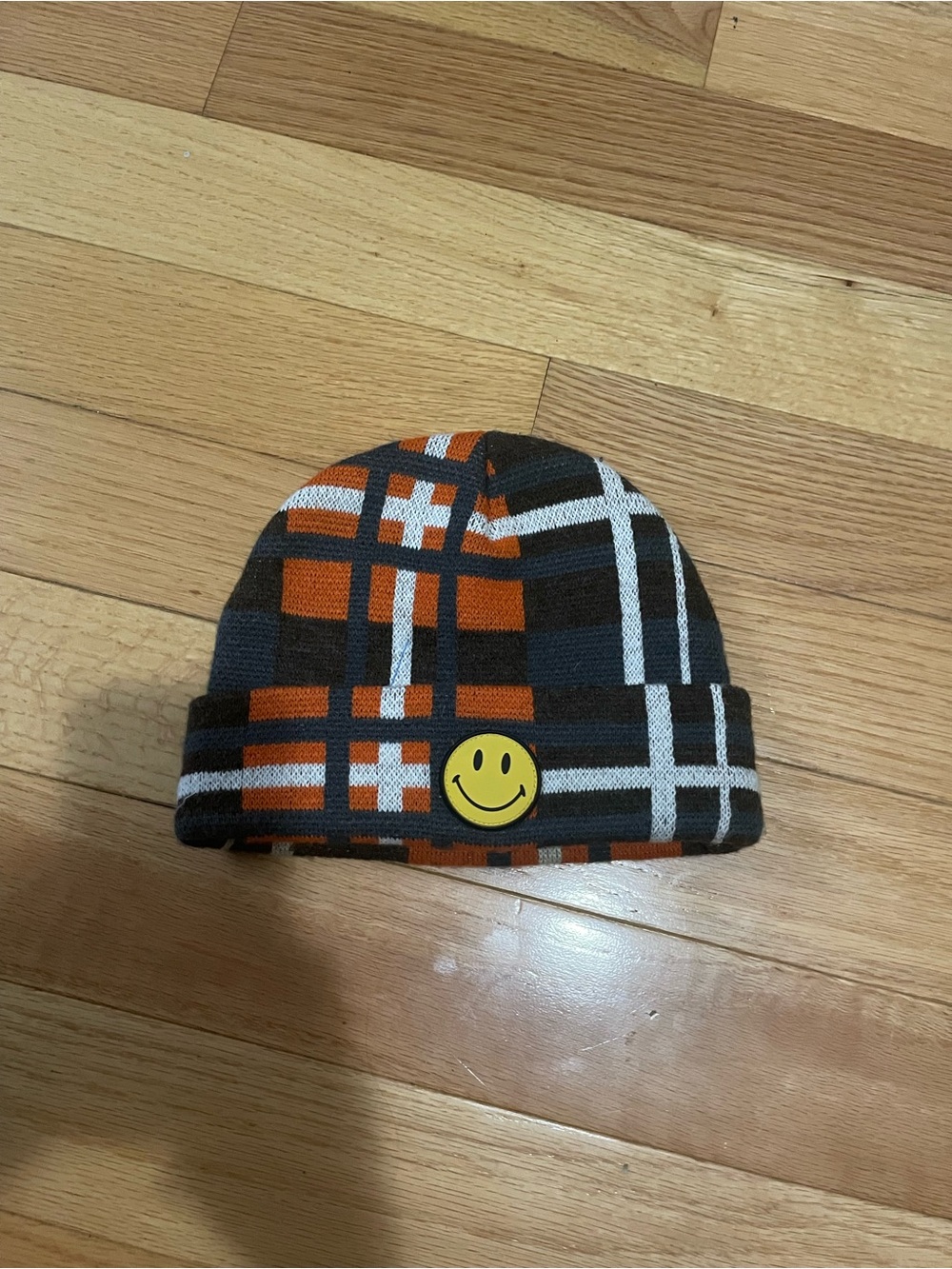 Chinatown Market Smiley Face Beanie Plaid